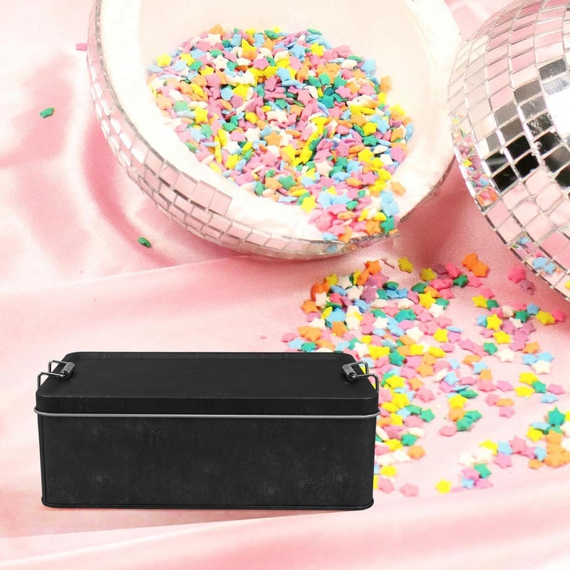 Unomor Rectangular Tin Box with Lid Vintage Metal Candy Jar Small Cookie Storage Container 185x105x65mm for Kitchen Counter and Decorative Use - Image 4
