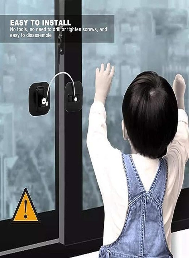 Olpad 1 Pcs Refrigerator Door Locks, Fridge Lock with 2 Keys Stainless Steel Strong Adhesive Lock Protect Baby Kid Safe for Windows Kitchen Cabinets Cupboard Refrigerator Drawer - Image 2