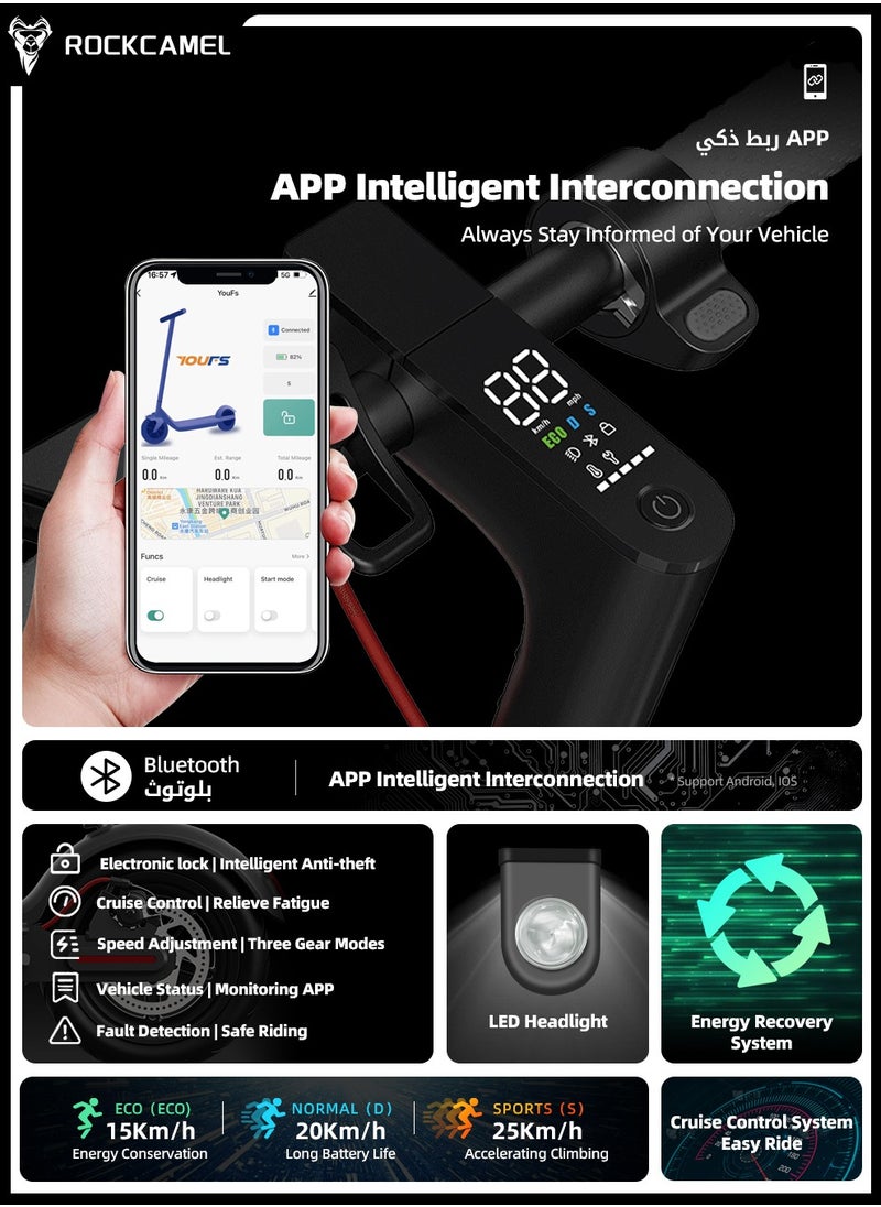 ROCKCAMEL - High-Performance Electric Kick Scooter with 350W Motor Speed of 25 km/h 8.5" Tires 20 km Long Range Dual Brakes Commuting Scooter for Adults and Teens LCD with Smart APP Connectivity - Image 1
