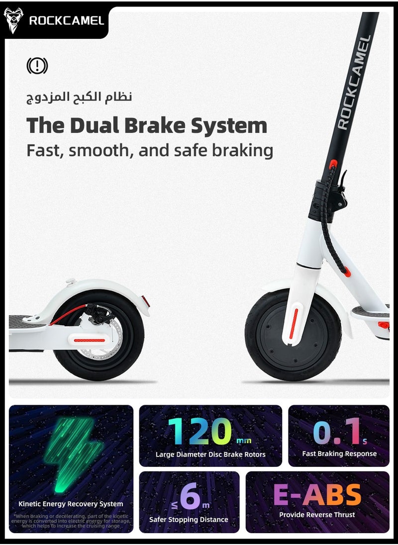 ROCKCAMEL - High-Performance Electric Kick Scooter with 350W Motor Speed of 25 km/h 8.5" Tires 20 km Long Range Dual Brakes Commuting Scooter for Adults and Teens LCD with Smart APP Connectivity - Image 1