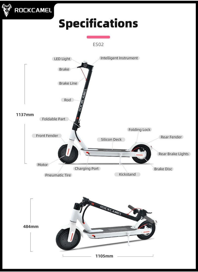 ROCKCAMEL - High-Performance Electric Kick Scooter with 350W Motor Speed of 25 km/h 8.5" Tires 20 km Long Range Dual Brakes Commuting Scooter for Adults and Teens LCD with Smart APP Connectivity - Image 1