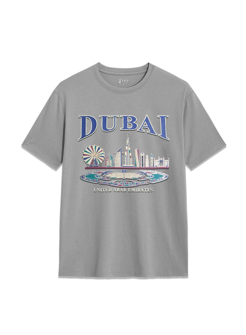 Yoo Street Yoo Street Dubai UAE Scenery T Shirt Featuring Ferris Wheel Skyline and Coastal Landscape for Stylish City Lovers - Image 1