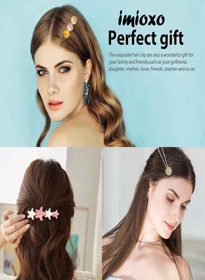 imioxo Hair Clips Barrettes Pins for Women Geometric Shape Hollow Hairpin Korean Clips Hair Clip Clamps,Pearl Metal Clips, Combo Pack of 8 Design for Girls(p1) - Image 4