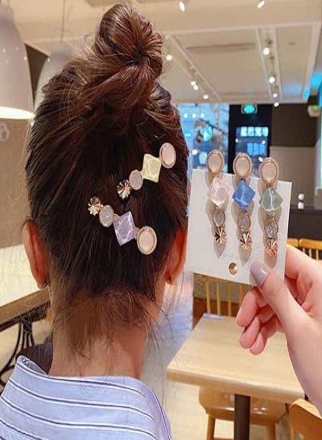 imioxo Hair Clips Barrettes Pins for Women Geometric Shape Hollow Hairpin Korean Clips Hair Clip Clamps,Pearl Metal Clips, Combo Pack of 8 Design for Girls(p1) - Image 3