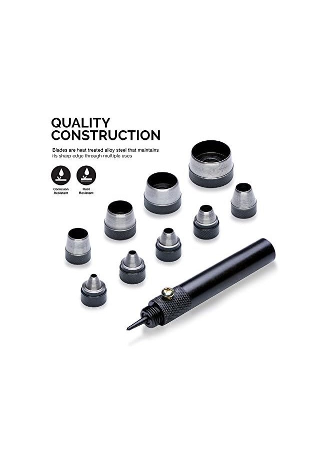 Neiko - 02614A Interchangeable Large Hollow Hole Punch Tool Set 10 Piece Gasket Maker Heavy Duty Gasket Punch Set Includes Hole Puncher Tool Carrying Case Leather Punch Set - Image 1