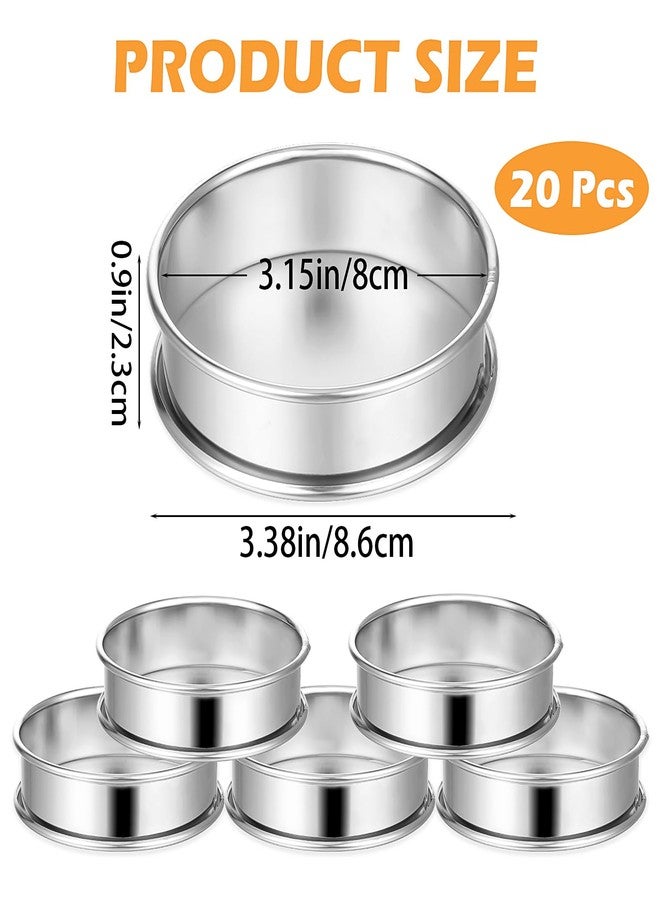 Tobeelec 20 Pcs English Muffin Rings, Stainless Steel Crumpet Rings, Non Stick Double Rolled Muffin Ring for Baking Fluffy Muffins, Pancakes, Pastry, Omelette, Metal Round Ring Pastry Ring for Baking - Image 3