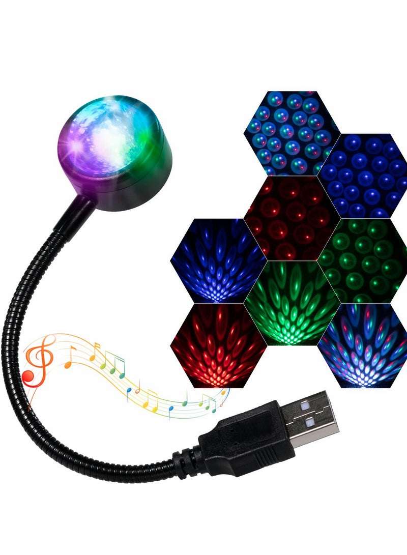 جهاز عرض ضوء النجوم السقف في السيارة USB، مصباح LED داخلي مع تنشيط الصوت، ضوء Ambiente رومانسي قابل للتعديل، 4 ألوان - 9 أوضاع - توصيل وتشغيل. - Image 1