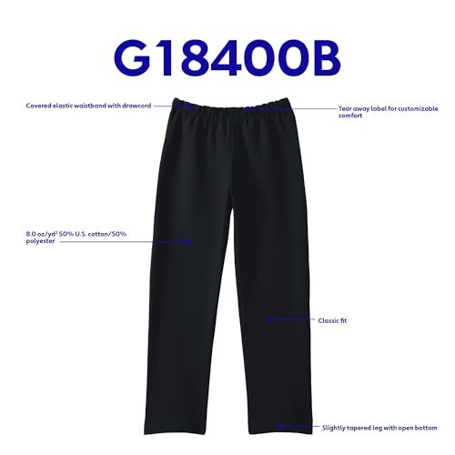 Gildan Youth Open Bottom Sweatpants, Style G18400B, Black, Medium - Image 4