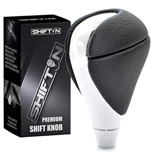 SHIFTIN Black Leather Chrome Gear Shift Knob Stick Shifter for Lexus ES300h ES350 GS300 GS350 GS430 GS450h GS460 is-F IS250 IS300 IS350 LS460 LS600h RX350 RX450h (Black Leather/Chrome) - Image 1