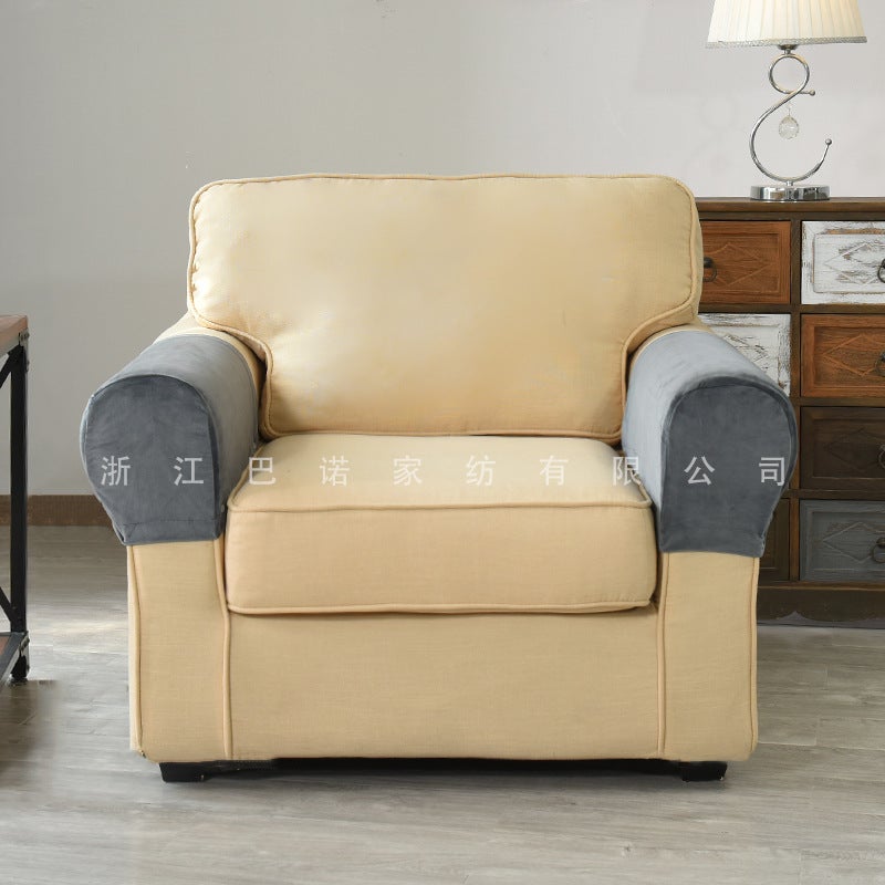 Elastic Silver Fox Velvet Sofa Armrest Cover Simple Solid Color Home Two-Piece All-Inclusive Sofa Protective Cover - Image 4