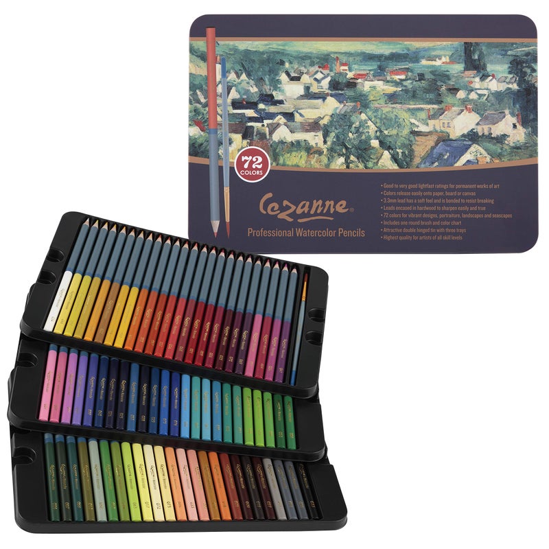 Creative Mark Cezanne Watercolor Pencil Set of 72 Professional Artist Quality Soft Core Leads for Watercolour Painting Coloring Drawing Layering Blending Shading Use Wet or Dry