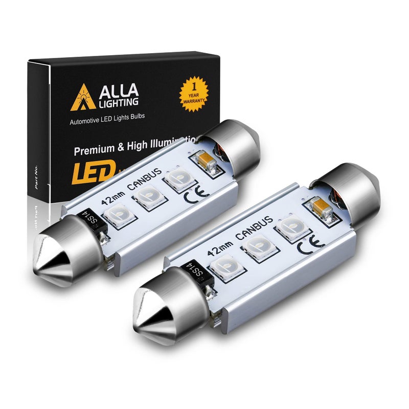 Alla Lighting 41mm42mm 578 2112 2122 LED Festoon Bulbs 10000K Blue CANBus Interior Dome Map Trunk Step Courtesy Lights Lamps