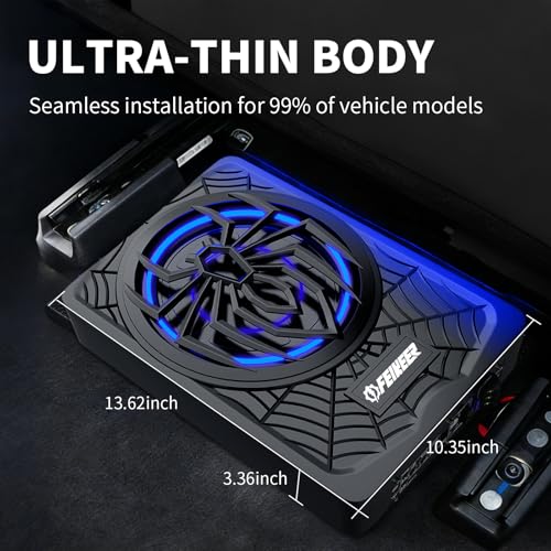Feikeer NEW 10" 1200W Subwoofer,RGB Slim Underseat Car Subwoofer and Amp Package.Under Seat Subwoofers with Amp,Individual Control for Low Pass/Gain/Boost Bass.Deep Bass Perfect for Truck/SUV/Jeep/MPV - Image 3