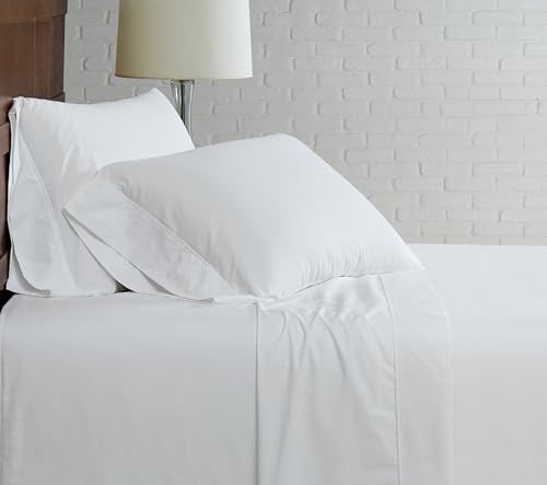 CANNON Solid Percale 200 Thread Count Sheet Sets White 100 Cotton 4Piece King Sheet Set Solid Color Themed Adult Bedding OekoTEX Certified - Image 1