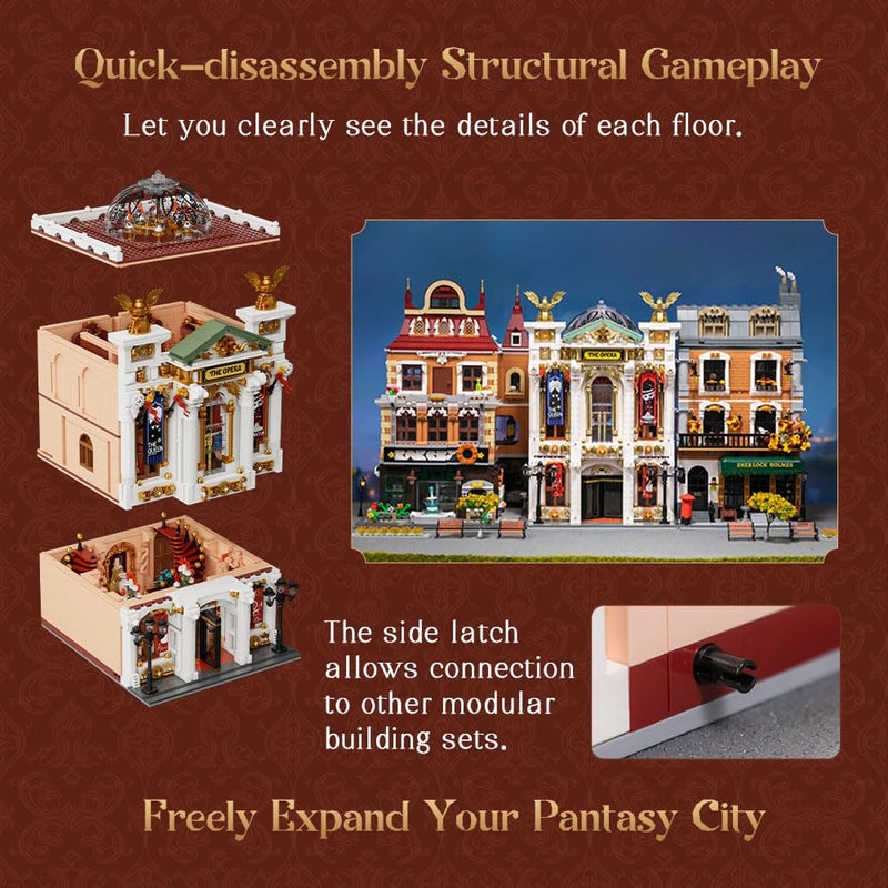 PANTASY Vintage European Grand Theater Building Set-Modular Model with Crystal Chandelier, Transparent Dome&Expandable Street Scenes Retro Collectible Theater Architecture for Adults &Home DÃ©cor Gift - Image 5