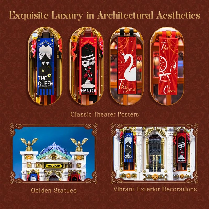 PANTASY Vintage European Grand Theater Building Set-Modular Model with Crystal Chandelier, Transparent Dome&Expandable Street Scenes Retro Collectible Theater Architecture for Adults &Home DÃ©cor Gift - Image 2
