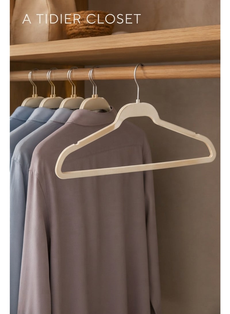 BLOOMING TIME 100-Pack Velvet Hangers, Non-Slip Slim Clothes Hangers with 360° Swivel Hooks, Shoulder Notches & Trouser Bar for Shirts, Dresses, Jackets and Pants - Image 2