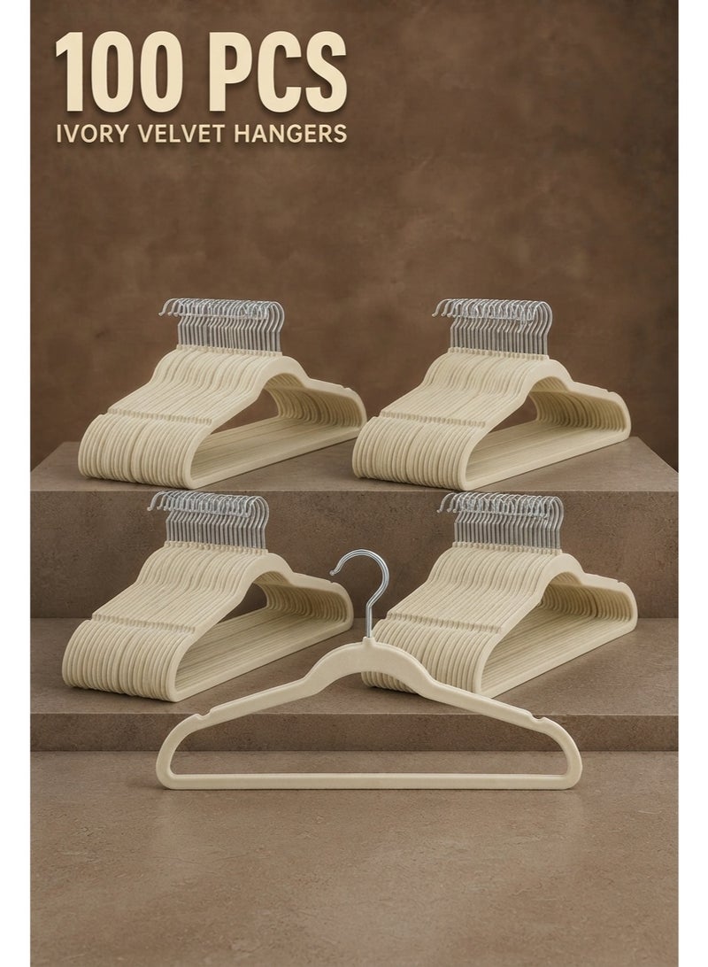 BLOOMING TIME 100-Pack Velvet Hangers, Non-Slip Slim Clothes Hangers with 360° Swivel Hooks, Shoulder Notches & Trouser Bar for Shirts, Dresses, Jackets and Pants - Image 1