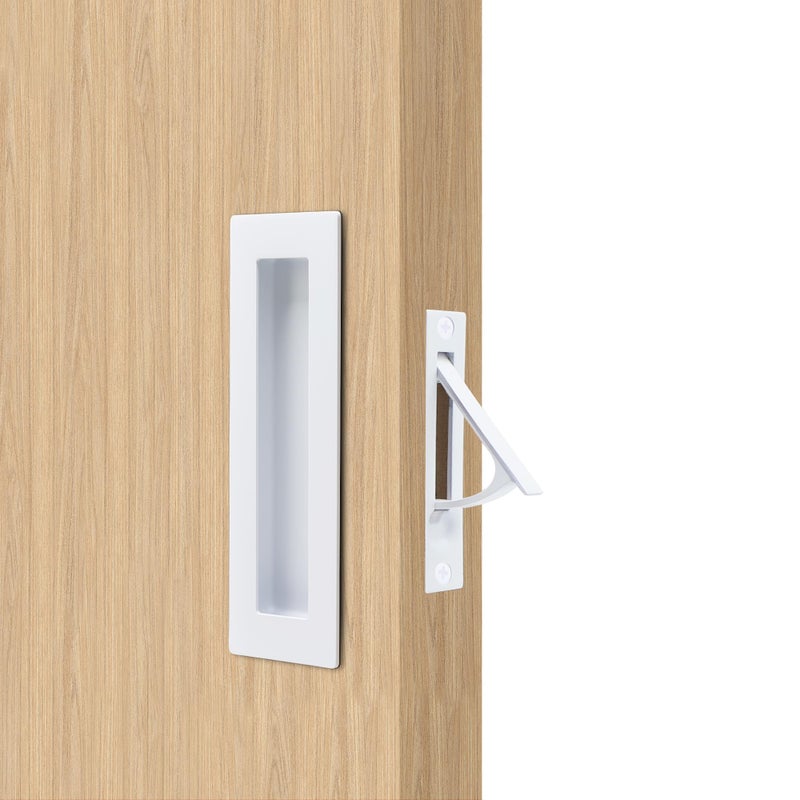 Dontay Pocket Door Pull Handle 304 Stainless Steel Rectangle Recessed Flush Finger Pulls Edge Spring Pull No LockHardware Set for More Than 118 Thickness Sliding Door 1 SetWhite6 - Image 2