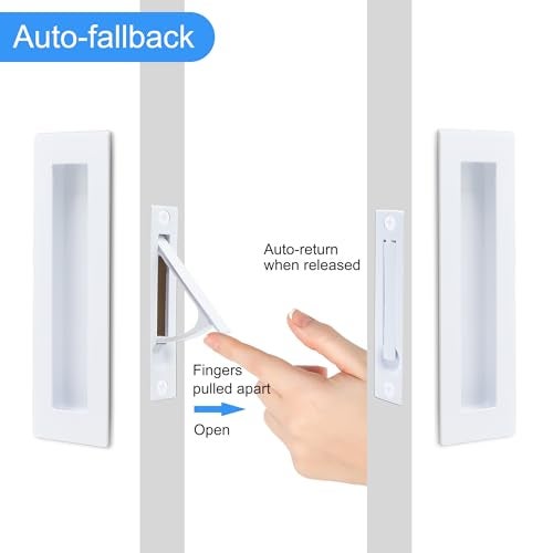 Dontay Pocket Door Pull Handle 304 Stainless Steel Rectangle Recessed Flush Finger Pulls Edge Spring Pull No LockHardware Set for More Than 118 Thickness Sliding Door 1 SetWhite6 - Image 3