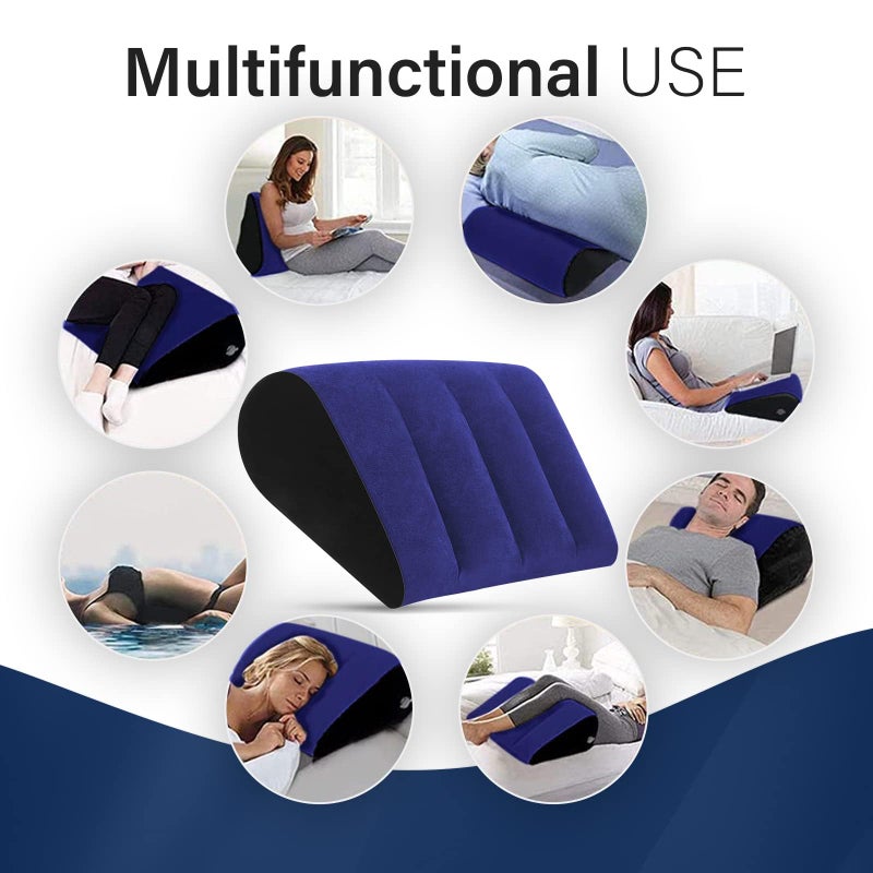 Prosixtoy Portable Wedge Pillow Inflatable Cushion - Body Positioners Lightweight Wedge Pillow for Sleeping, Leg Elevation, Use in Bed, Travel, Camping, Fast Inflating Deflation (Blue) - Image 3