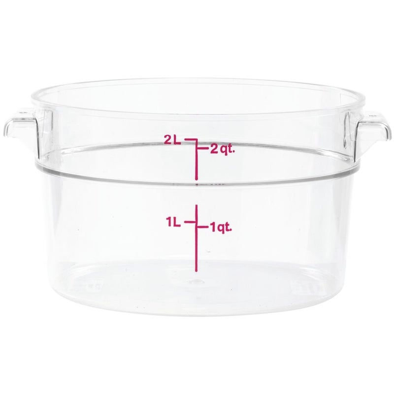 Cambro RFSCW2135 Camwear 2-Quart Clear Round Food Storage Container with Cambro RFSCWC2135 Clear Round Lid - Image 2