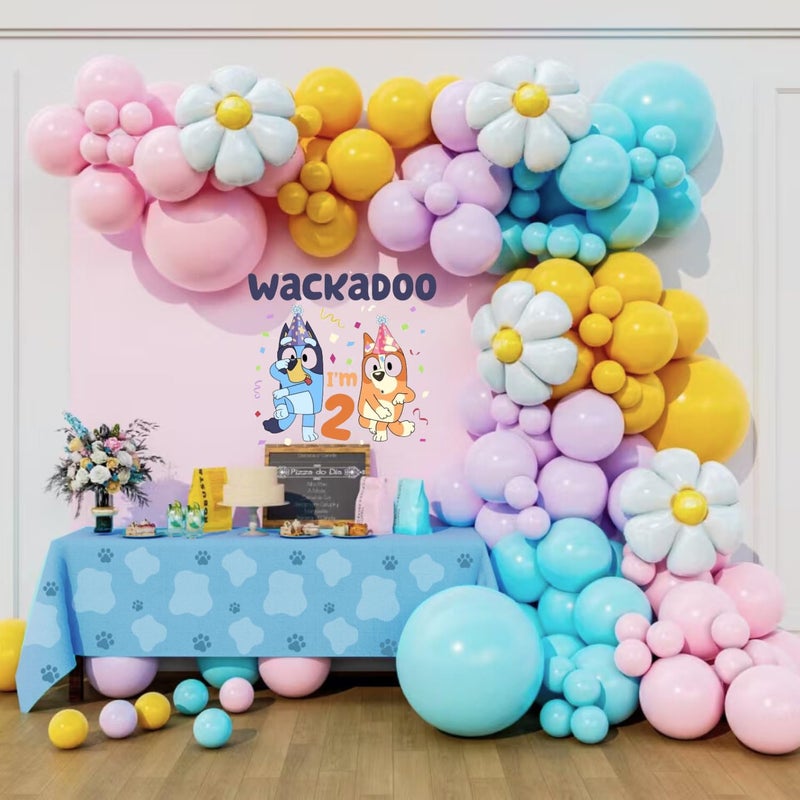 Beaumode Blue Dog Daisy Balloon Arch Garland Kit for Girls Wackadoo Im Two Birthday Puppy Pawty Blue Dog Party Bingo Birthday Daisy Flower Groovy Party Decorations Pink Blue Daisy - Image 2