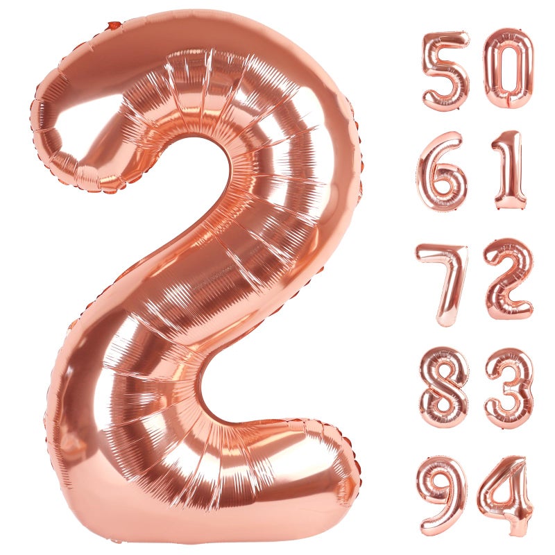 IWERP Rose Gold 2 Balloon Number Balloons 40 Inch 2nd Balloon Number Birthday Decorations Second Two Birthday Party Supplies Number 2 - Image 3