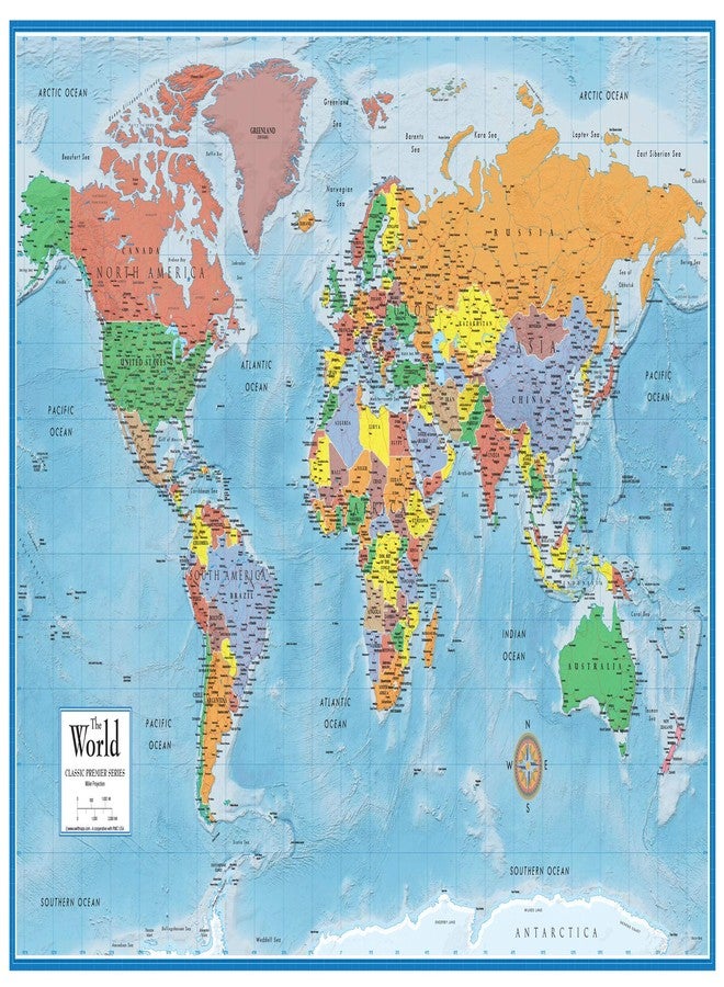 Swiftmaps ملصق جداري لخريطة العالم الكلاسيكية للنخبة، مقاس 24 × 36 بوصة - Image 1