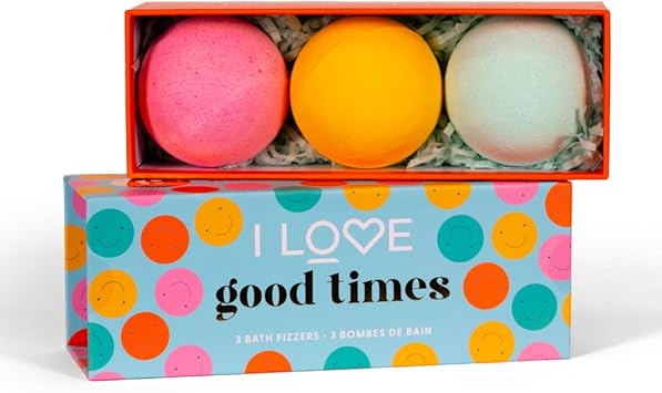 I Love Special Moments Good Times Bath Fizzers Gift Set Set of 3 Skin Nourishing Bath Fizzers in Vibrant Pink Orange and Blue Relaxing Scents for Calming Bubble Bath Experience Pack of 3 - Image 2