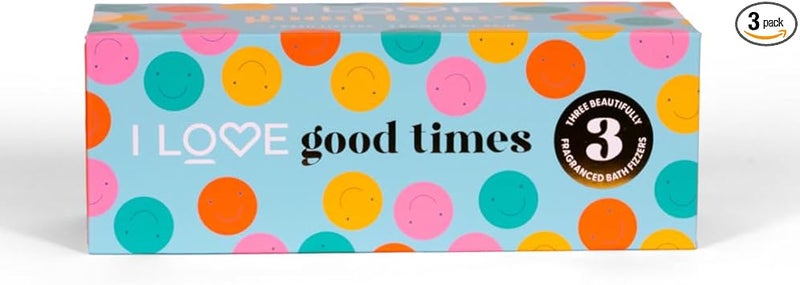 I Love Special Moments Good Times Bath Fizzers Gift Set Set of 3 Skin Nourishing Bath Fizzers in Vibrant Pink Orange and Blue Relaxing Scents for Calming Bubble Bath Experience Pack of 3 - Image 1