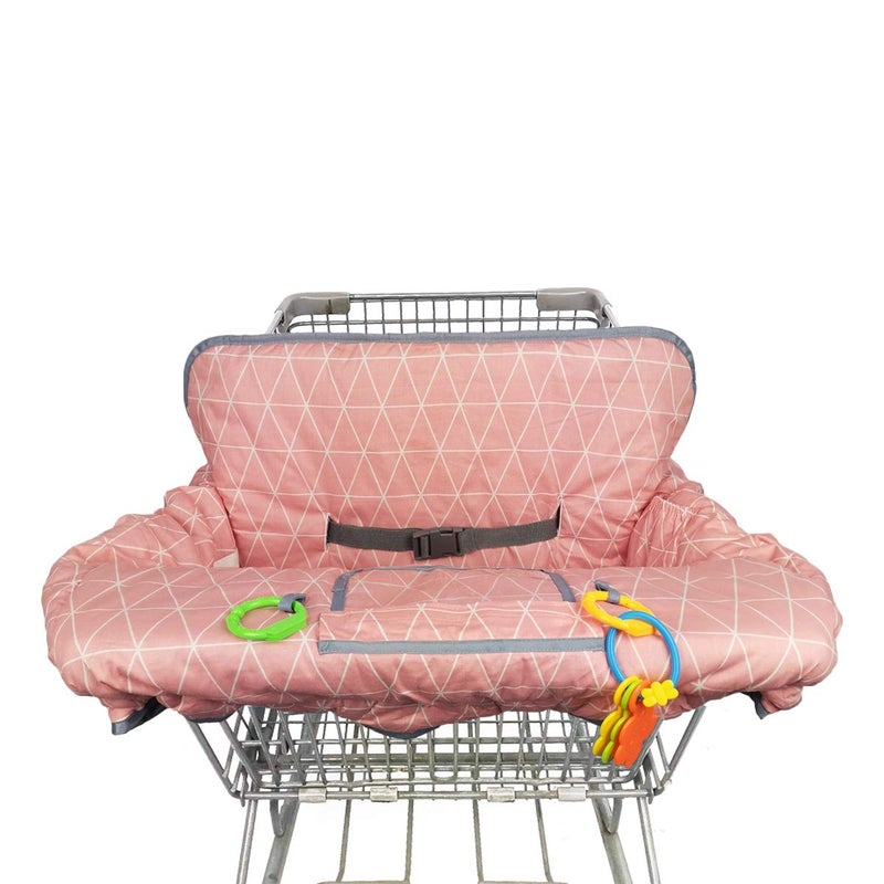 ICOPUCA Shopping Cart Covers for Baby Girl, Cotton High Chair Cover, Toddler Grocery cart Cushion, Infant Cart Cover for Babies Girl, Machine Washable (Pink) - Image 5
