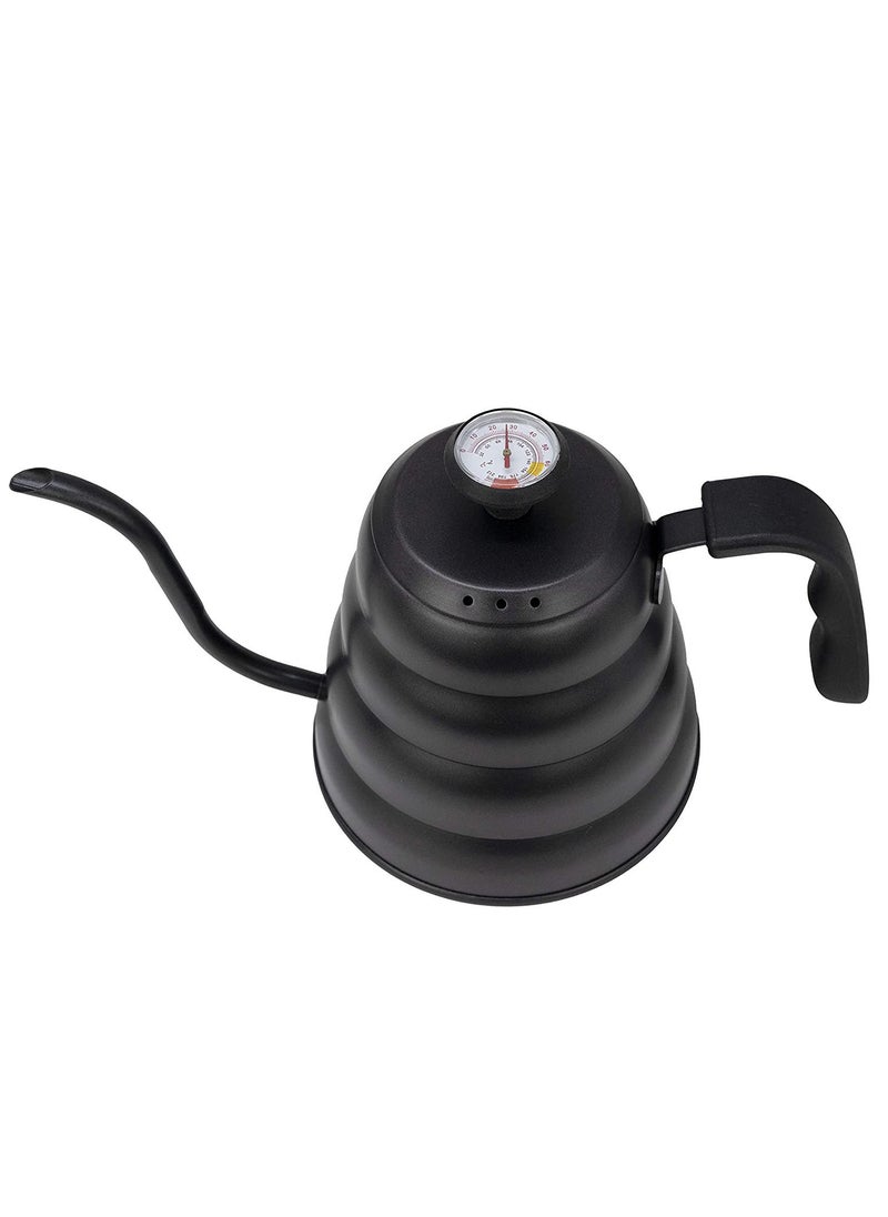 MIBRU Drip V60 Pour Over Kettle with Thermometer 1200ml Stainless Steel Tea Coffee Gooseneck Thin Spout Pitcher for French Press Pot Works on Stovetop Black  - Image 3