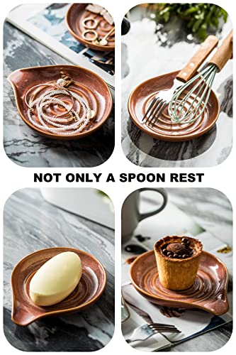 LAUCHUH Spoon Rest for Stove Top, 5" Ceramic Spoon Holder for Kitchen Counter Large Cooking Utensil Rest for Ladle, Cooking Spoons, Spatula, Tongs, Farmhouse Kitchen Decor, Reactive Red - Image 5