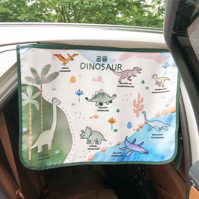 bebedeco Magnetic Car Sun Shade Curtain for Side Window – Sun Blocker and UV Protector for Baby, Kids, and Pets – Universal Fit with Built-in Magnets for Steel-Framed Door (Magnet-Dino Friends) - Image 4