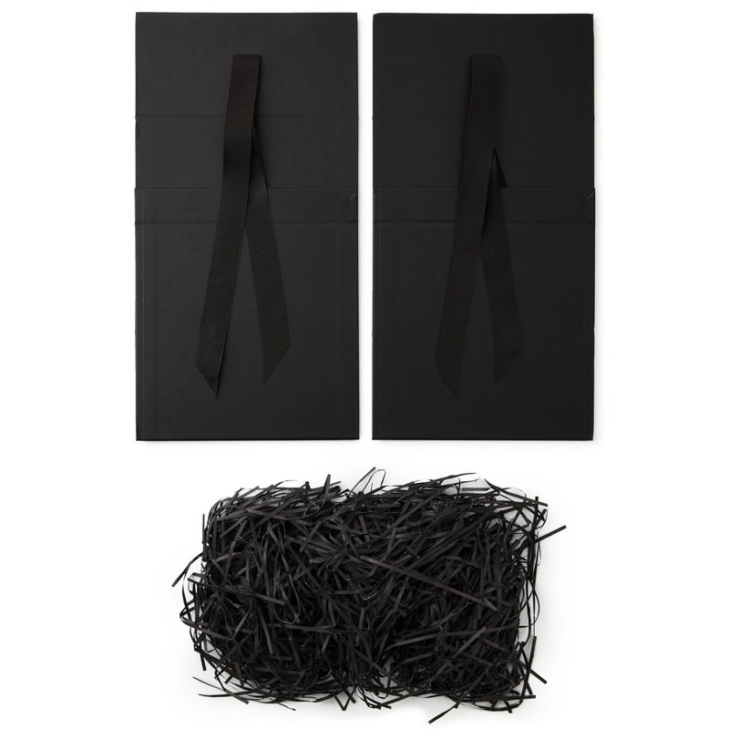Hallmark Medium Gift Boxes with Bow and Shredded Paper Fill, Pack of 2 (Black 8 inch Box) for Weddings, Graduations, Birthdays, Father's Day, Groomsmen Gifts, All Occasion - Image 5