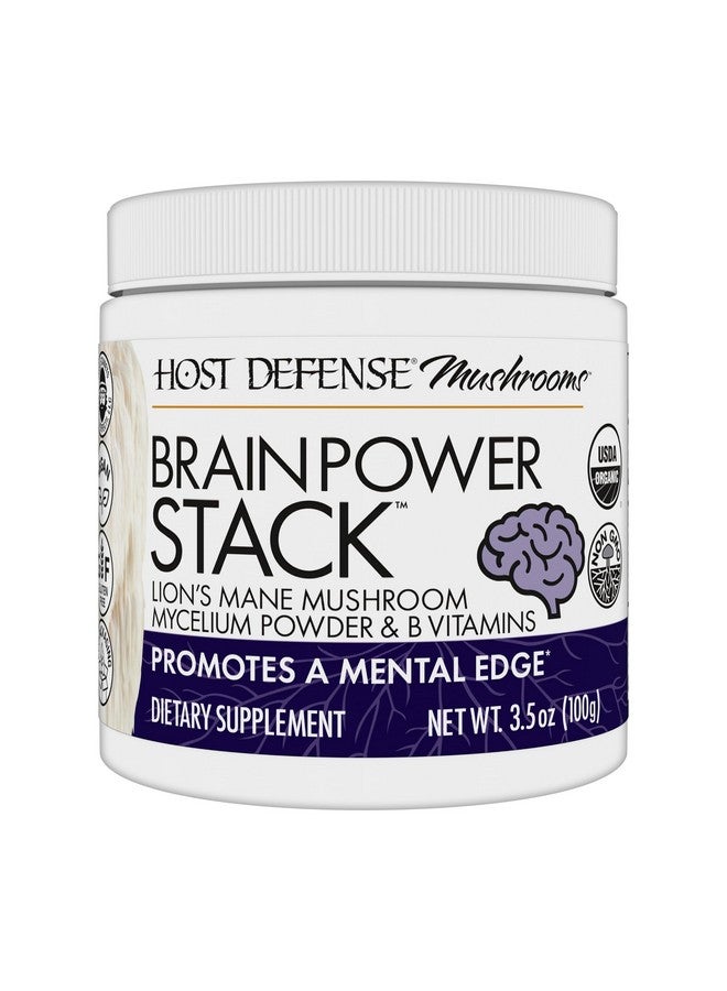 Host Defense BrainPower Stack Powder - Targeted Brain Support Supplement - Powder Mushroom Supplement with Lion's Mane, Niacin (B3) & Vitamin B12 - Herbal Brain Support - 100g (66 Servings)* - Image 1
