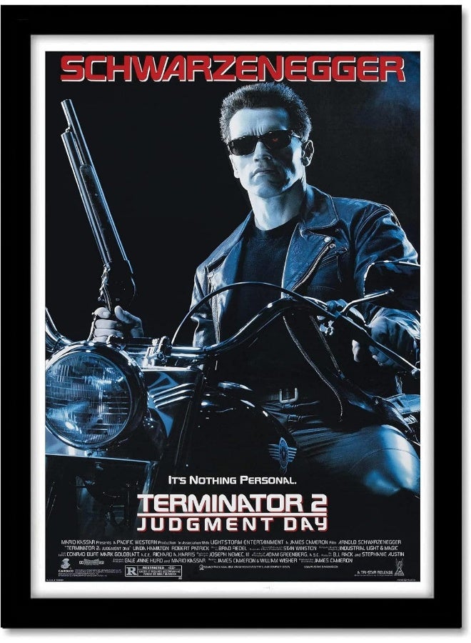 GRAY WALL - Hollywood Posters Terminator Movie Framed Poster For Room & Office (10 Inch X 13 Inch, Framed) - Image 1