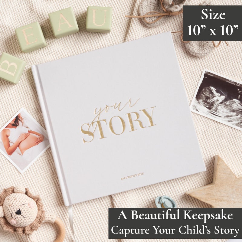 Bibi & Beau Baby Memory Book & Keepsake Journal for Boys or Girls | Baby Book from Birth to Age 5 | Gold Foil Hardcover, Photo Spaces & Milestones | Unisex Baby Scrapbook - Image 3