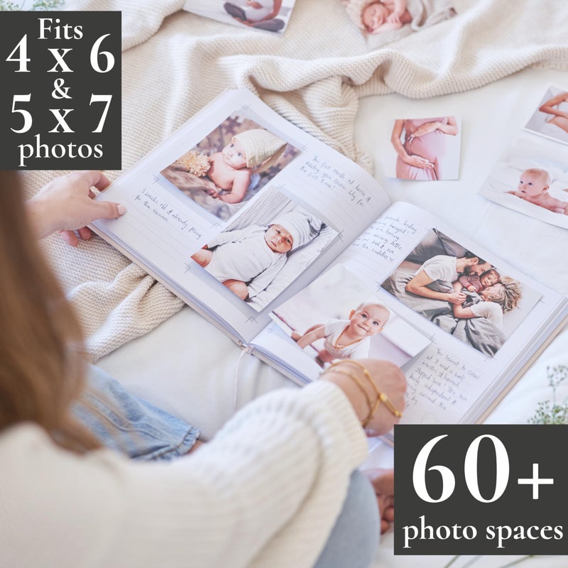Bibi & Beau Baby Memory Book & Keepsake Journal for Boys or Girls | Baby Book from Birth to Age 5 | Gold Foil Hardcover, Photo Spaces & Milestones | Unisex Baby Scrapbook - Image 4