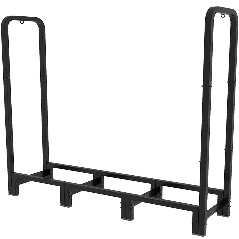 Artibear Firewood Rack Stand 4ft Heavy Duty Logs Holder for Outdoor Indoor Fireplace Metal Wood Pile Storage Stacker Organizer, Matte Black - Image 2