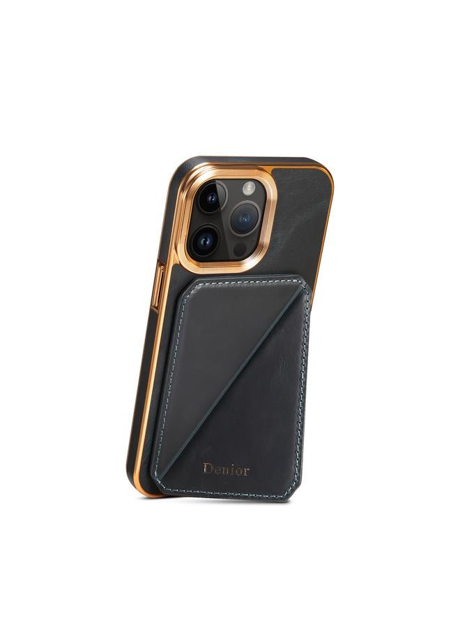 Denior Case For iPhone 13 Pro Max Oil Wax Leather Electroplating Card Slot Holder Phone Case - Image 3