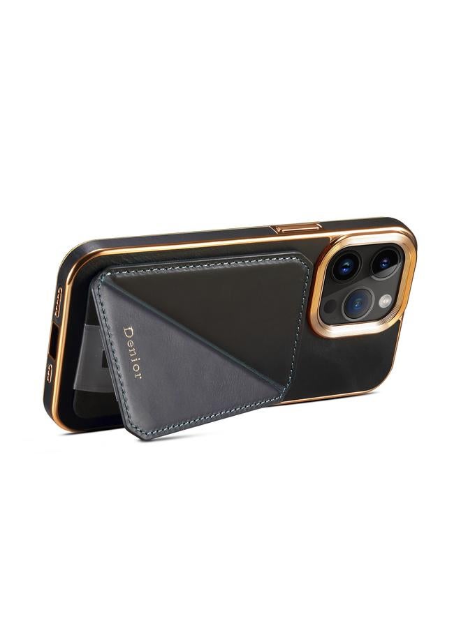 Denior Case For iPhone 13 Pro Max Oil Wax Leather Electroplating Card Slot Holder Phone Case - Image 4