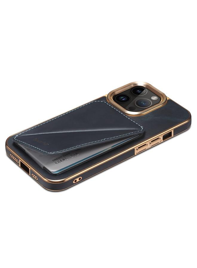 Denior Case For iPhone 13 Pro Max Oil Wax Leather Electroplating Card Slot Holder Phone Case - Image 5