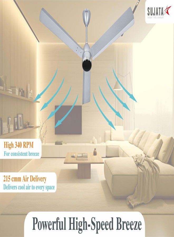 Sujata Slim Air BLDC Fans Ceiling 1200mm | 3 Years Warranty | Remote Fans Ceiling Fans 5 Star BEE Rating, Ceiling Fan for Living Room, 100% Copper Winding, Saving Upto 60% (Gray Chrome) - Image 4