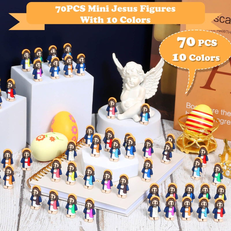 Tetutor 70 Pcs Little Jesus Figures, Mini Jesus Figurines in Bulk, Tiny Jesus Figures, Jesus Figure Mini Miniature Figurines Easter Jesus to Hide and Seek Religious Party Favours Gift - Image 4