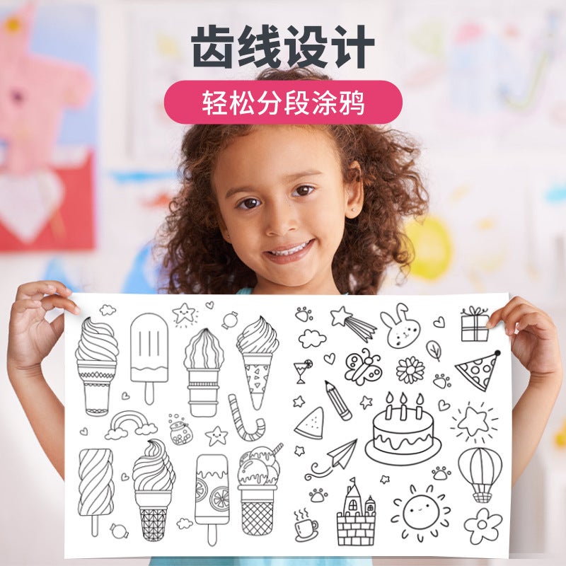 Children'S Graffiti Scroll Coloring Painting Paper Long Kindergarten 3M Painting Cloth Does Not Dirty The Wall Can Be Pasted On The Wall Scroll Colored Lead - Image 4