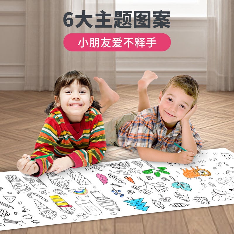 Children'S Graffiti Scroll Coloring Painting Paper Long Kindergarten 3M Painting Cloth Does Not Dirty The Wall Can Be Pasted On The Wall Scroll Colored Lead - Image 3