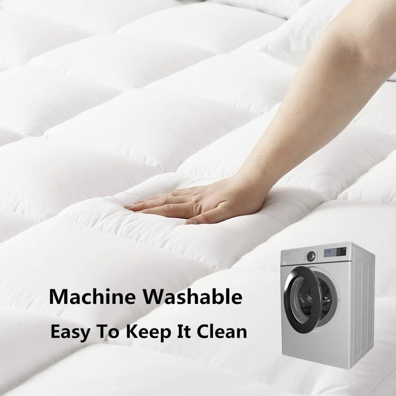 DROVAN Mattress Pad King Size - Extra Thick Mattress Cover - Pillow Top Deep Pocket with Breathable 7D Spiral Fiber Filling Cooling Mattress Topper - Image 4