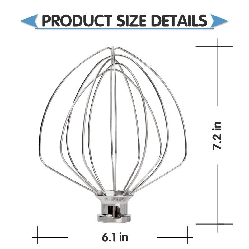 Moloudan Wire Whip Stainless Steel for KitchenAid 6 Quart Bowl-Lift Stand Mixer, KN256WW 6-Wire Whisk Attachment, Balloon Whisk, Heavy Duty, Dishwasher Safe - Image 4